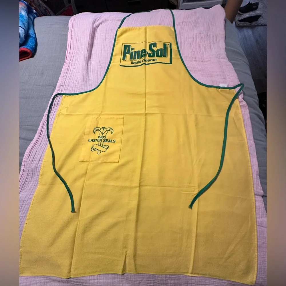 Vintage 1983 Easter Seals Pine-Sol Promotional‎ Apron Yellow Advertising 80s